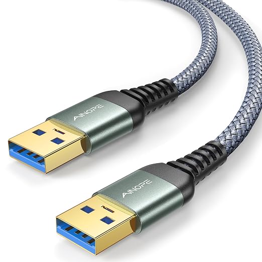 AINOPE USB to USB Cable, 3.3FT*1Pack USB 3.0 A to A Male to Male Cable [Never Rupture] Double End Type A Cord for Data Transfer, Compatible with Hard Drive Enclosures, Laptop Cooler, KVM, DVD Player