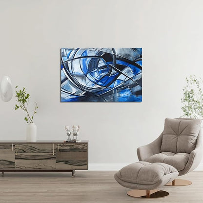 Abstract Wall Art Decor Modern Wall Art Pictures for Living Room Canvas Art Wall Decor Abstract Blue Wall Art Prints Artwork for Walls Black and White Wall Art Decorations Home Office Decor 24" X 36"