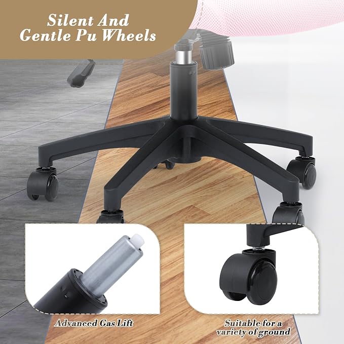 Office Chair Ergonomic - Mesh Desk Chair with Lumbar Support & Wide Seat (300Lbs Capacity) Adjustable Height, Swivel Wheels - for Home Office, Gaming, Bedroom
