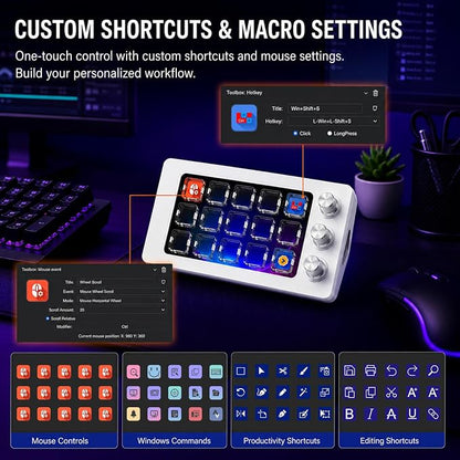 Stream Controller Deck for PC Work and Live Streamers,Macro Pad for Video and Image Editing,World's First-Ever Transparent Magnetic Stream Dock(White)