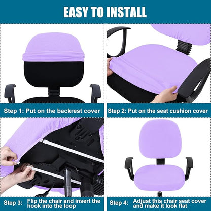 Smiry Stretch Jacquard Office Computer Chair Covers, Removable Washable Universal Desk Rotating Chair Slipcovers Protector, Seat + Backrest Cover, Lavender