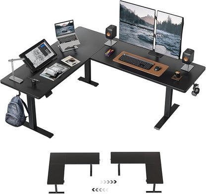 Cubiker 75 * 63" L Shaped Standing Desk, Reversible Corner Standing Desk, Suitable for Home Office, Black