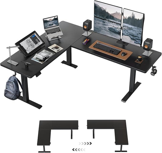 Cubiker 75 * 63" L Shaped Standing Desk, Reversible Corner Standing Desk, Suitable for Home Office, Black