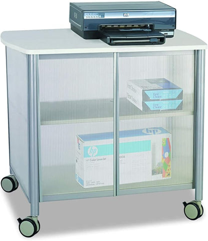 Safco Products Impromptu Mobile Print Stand & Organizer with Doors 1859GR – 200 lbs. Capacity – 4 Wheels, Laminate Top & Steel Frame – Contemporary Design