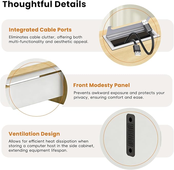 L Shaped Executive Desk with Drawers, Modern Large Wood Home Office Desk, Computer Desk with Storage for Boss Office Workstation