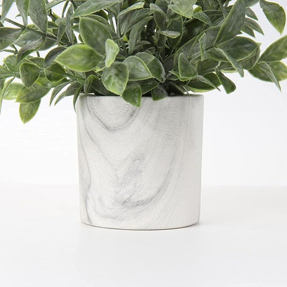 Hollyone Mini Artificial Potted Plants Fake Plants in Marble Pots, 1Pcs Plastic Eucalyptus Greenery Faux Plants for Home Office Desk Room Centerpiece Shelf Décor