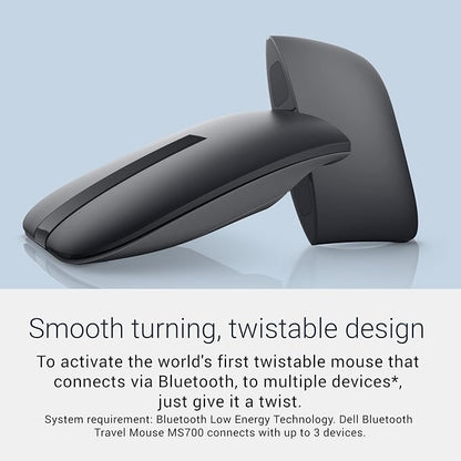 Dell MS700 Bluetooth Travel Mouse – Bluetooth 5.0, Microsoft Swift Pair/Dell Pair (Windows 10 & 11 only), Optical LED Sensor, Touch Scroll with latest Controller - Black