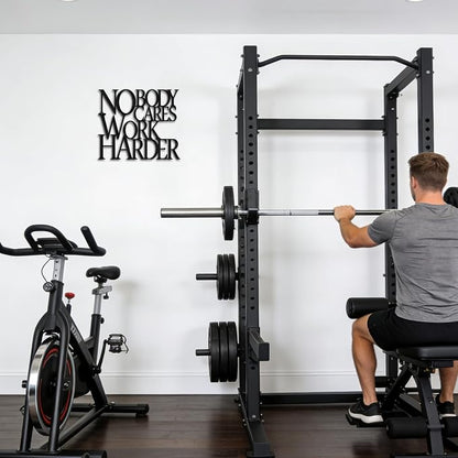 Motivational Black Metal Wall Art Home Gym Decor Inspirational Wall Decor for Office,Dorm,Living Room,Bedroom,Bathroom-Nobody Cares Work Harder,Man Cave Decor Gym House Warming Gifts for Men Women