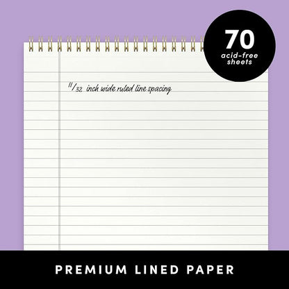 PAPERAGE Top Bound Spiral Notebook, 3 Pack, Lined Notepad, (Black/Dark Green/Grey), 70 Sheets (140 Pages) Per Notebook, Wide/Legal Ruled, 8.5 inches x 11 inches