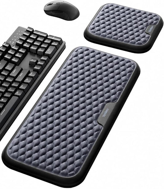 Vaydeer Extra Large Wrist Rest Set for Keyboard and Mouse, Computer Ergonomic Wrist Support, Armrest Elbow Pad Mouse Rest, Typing Pain Relief Soft Memory Foam Desk Cushion for Office Work Gaming