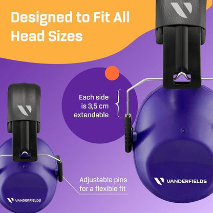 Vanderfields - Hearing Protection Ear Muffs - Over 31 dB (2K Hz) Broad Noise Cancelling Sound Reduction - Adults & Teens