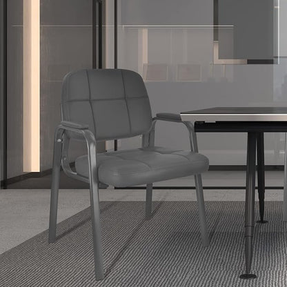 CLATINA Classic Reception Chair with Padded Armrests and Sturdy Steel Frame, Ergonomic Guest Chair for Office Conference Waiting Meeting Room, Grey (2 Pack)