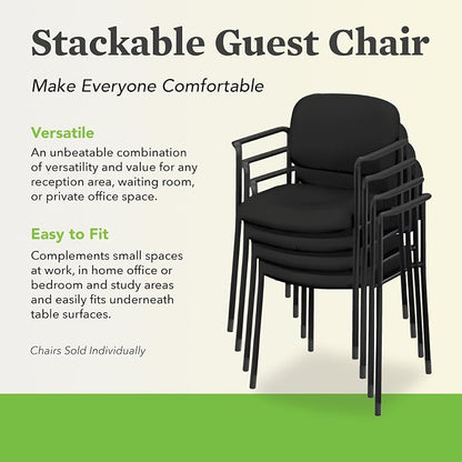 HON Scatter Fabric Guest Office Chair with Arms, Stackable Seating for Waiting Rooms, Lobbies, Conference Areas, and Offices, Side Chair for Reception and Training Spaces, Black