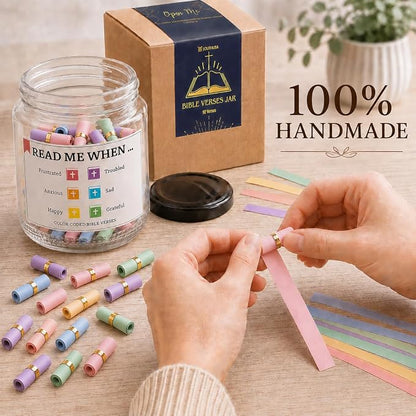 Bible Verses Jar, 92 Hand-Rolled Bible Scroll, Read Me When Christian Jar, Color Coded KJV Bible Verses, Religious Gifts for Women, Prayer Gifts for Friends, Mom, Sister, Cancer Warriors
