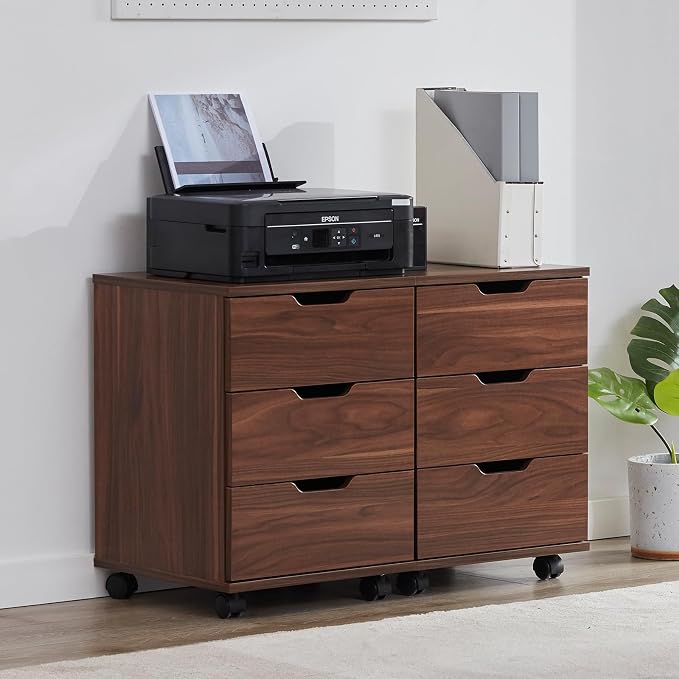 Farini Wood File Cabinet for Home Office,Under Desk 3 Drawer Mobile File Cabinet(Brown,Fully-Assembled)