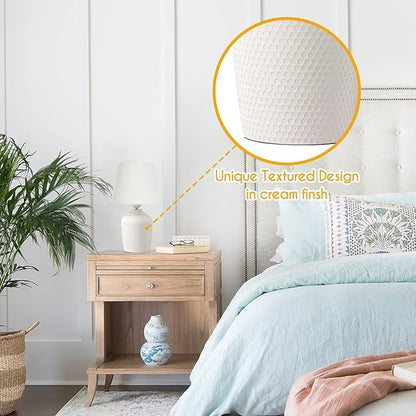 Sucolite Small 11.8'' Table Lamps Set of 2, Bedside Nightstand Lamps for Bedroom Kid’s Room, Cute Desk Lamps with Studded Texture Base for Reading Nursery Living Room Office, Cream