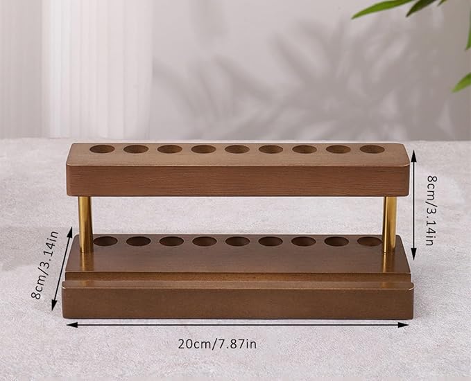 Pencil & Pen organizer for Desk,Wooden pen holder with Phone Stand for Office & Home,Solid Walnut Pencil Display Stand (Single-row - Walnut)