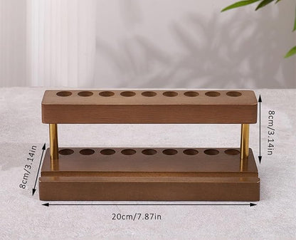 Pencil & Pen organizer for Desk,Wooden pen holder with Phone Stand for Office & Home,Solid Walnut Pencil Display Stand (Single-row - Walnut)