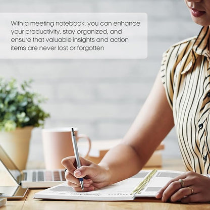 Meeting Notebook for Work Organization - Work Planner Notebook with Action Items, Agenda Planner for Note Taking, 160 Pages (6.9" X 9.9") Project Organizer for Men & Women - Rust Brown