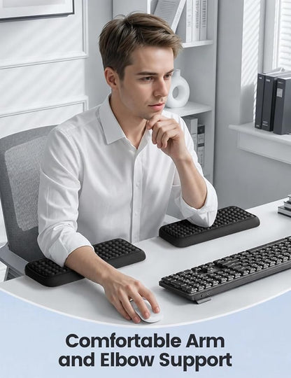 Vaydeer 2Pcs Elbow Rest Pad, L-Shaped Arm Rest Elbow Pad, Desk Edge Cushion, Ergonomic Memory Foam Wrist Rest Support Keyboard Mouse Padding for Palm Hand Office Computer Home Gaming Accessories-Black