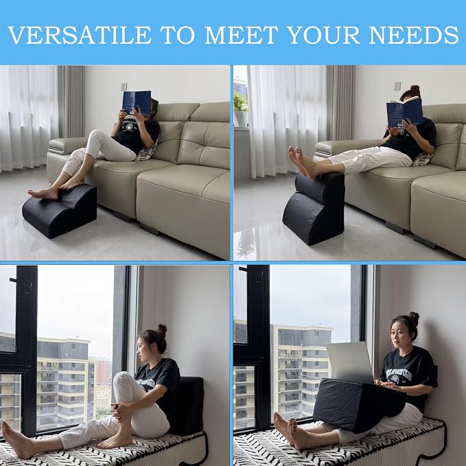 Foot Rest for Under Desk at Work.Multifunctional 3-Tier Foot Stool,With waterproof leather Footrest.For Under Desk,Office Chair Gaming Chair & Sofa,Leg Elevation Pillow,supports Posture-Black
