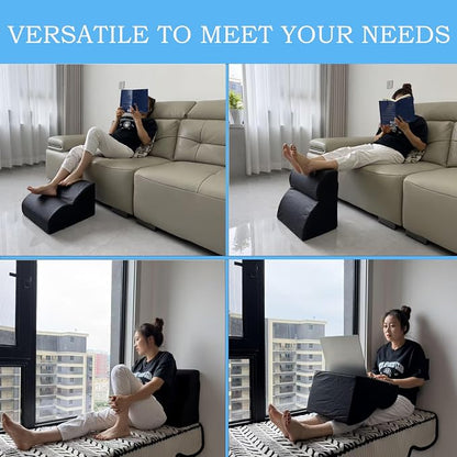 Foot Rest for Under Desk at Work.Multifunctional 3-Tier Foot Stool,With waterproof leather Footrest.For Under Desk,Office Chair Gaming Chair & Sofa,Leg Elevation Pillow,supports Posture-Black