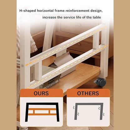 31.5 Inch Rolling Computer Desk for Small Spaces, Monitor Stand & 3-Tier Storage with Lockable Wheels, Easy Assembly for Bedroom, Dorm & Apartment