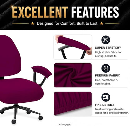 Super Stretchable Split Office Chair Seat Covers - Universal Spandex Computer Chair Slipcover - 180GSM Rotating Backrest Coverings Cushion Protectors & Armrest Covers for Dogs, Cats, Pets