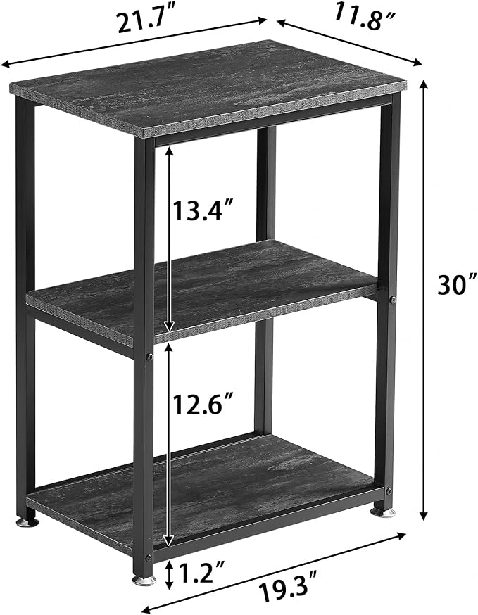 VECELO Tall End Side Table,30" Height Nightstand with 3-Tier Storage Shelf for Living Room Bedroom Office Hallway Study
