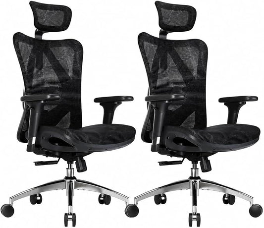 SIHOO M57 Ergonomic Mesh Office Chair, High Back Home Desk Chair with 3D Armrests, Lumbar Support and Adjustable Headrest, Comfortable Computer Chair, Big & Tall Office Chair Hold 330 LBS-Ebony