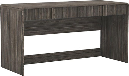 Manhattan Comfort Novara Modern 60" Writing Desk with 2 Smooth-Glide Drawers with Fluted Fronts, Office Desk with Large Work Surface, Stylish Rounded Edges, Jacobean Walnut