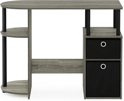 Furinno JAYA Desk, 38.4" Wide Gaming Desk with Bin Drawers, Computer Desk with Side Shelf, Office Desk for Study, Home Office, Bedroom, Dorm, Study Room, French Oak