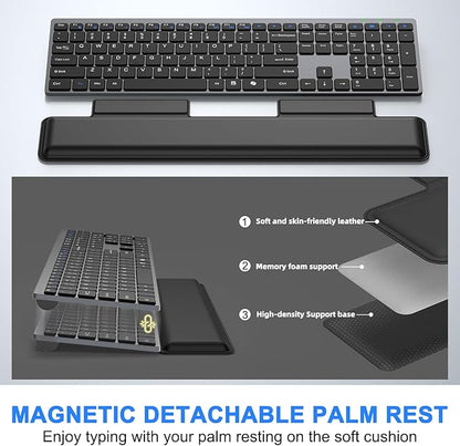 Wireless Keyboard and Mouse Combo, Full Size Silent Ultra Thin Keyboard with Magnetic Wrist Rest, Optical Mouse, 2.4G Lag-Free Cordless Mice Keyboard Set for Computer, Mac, Laptop, PC, Windows