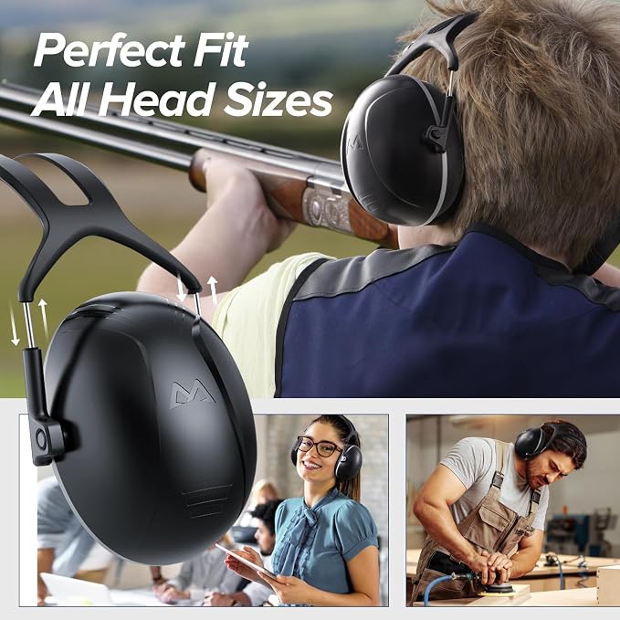 SNR 35dB High Noise Cancelling Ear Muffs, Ear Protection for Mowing, Adult Noise Cancelling Headphones for Autism, Hearing Protection Ear Muffs for Noise, Noise Reduction Earmuffs for Shooting,Mowing