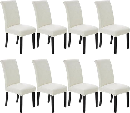 Stretch Chair Covers for Dining Room Set of 8, Removable Washable Dining Room Chair Covers, Dining Chair Slipcovers Seat Protectors, Great Decor for Home and Banquet (Ivory, 8 Pack)