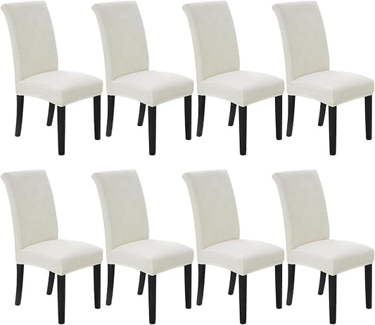 Stretch Chair Covers for Dining Room Set of 8, Removable Washable Dining Room Chair Covers, Dining Chair Slipcovers Seat Protectors, Great Decor for Home and Banquet (Ivory, 8 Pack)