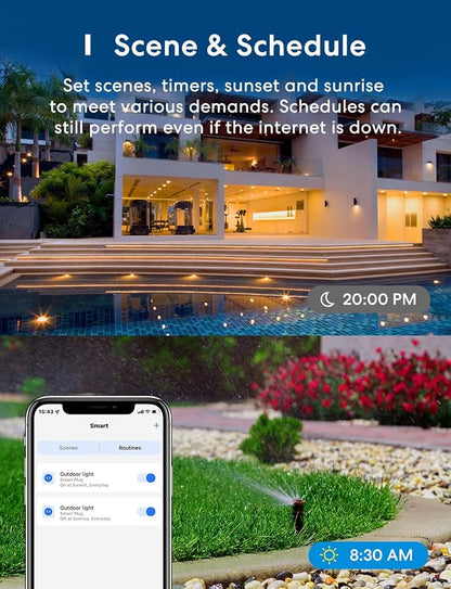 Outdoor Smart Plug, meross Outdoor Wi-Fi Outlet with 3 Independent Sockets Compatible with Apple Homekit, Alexa and SmartThings, Voice & Remote Control, Timer, 2.4 GHz only,Black