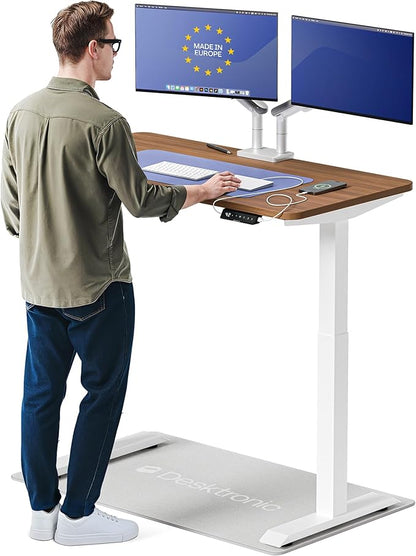 Desktronic HomeOne Standing Desk 48x24 — Ergonomic Sit Stand Home Office Desk, Made in Europe, Electric Dual Motor Height Adjustable, USB & USB-C Charging, Wobble-Free, Touchscreen, 3 Memory Presets