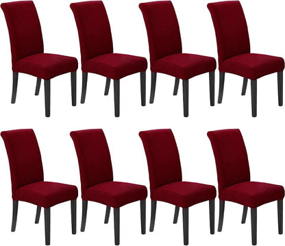 Stretch Chair Covers for Dining Room Set of 8, Removable Washable Dining Room Chair Covers, Dining Chair Slipcovers Seat Protector, Great Decor for Home and Banquet (Red Dahlia, 8 Pack)