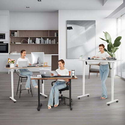 farexon arexon Electric Standing Desk 63 x 24In with Power Outlets, Rolling Stand up Desk with Oversized Mouse Pad, 2 USB Ports & 3 Power Outlets, 4 Casters, 4 Preset Heights Easy to Set（Black