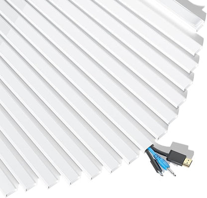 Yecaye 235in Wall Cord Hider for 2-3 Cords, On-Wall Cord Cover Channel, Long Cable Concealer, Cable Cover Cords Management for Home Office, W0.94in H0.47in, White