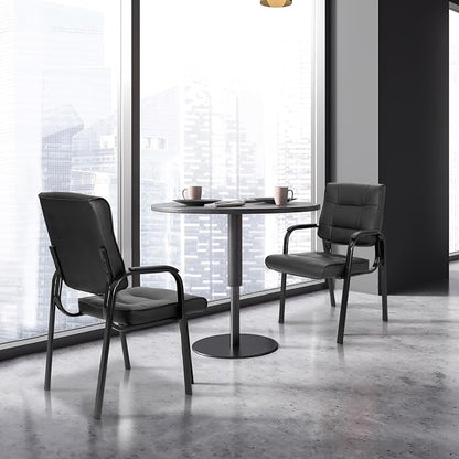 SUPER DEAL Office Guest Chair Bonded Leather Executive Side Chair Reception Chair W/Solid Metal Frame Home Office Furniture Set of 3