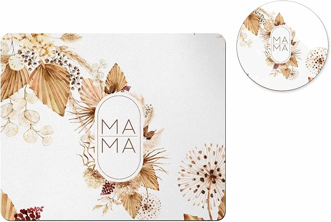 Personalized Mouse Pad and Coaster Custom Desk Set Teacher Appreciation Coworker Gifts Office Decor Cute AccessoriesHandmade (Beige Floral Personalized)