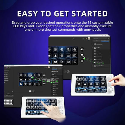 Stream Controller Deck for PC Work and Live Streamers,Macro Pad for Video and Image Editing,World's First-Ever Transparent Magnetic Stream Dock(White)