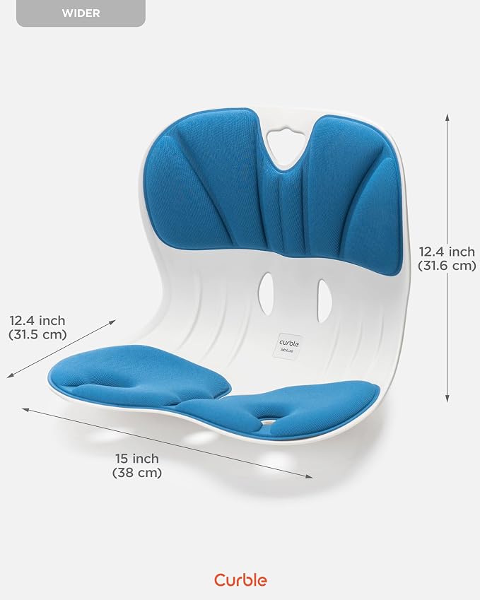 curble Wider – Ergonomic Desk Chair Seat Cushion, Everyday Passive Posture Trainer for Work from Home, Office & Car, Breathable Lumbar Support