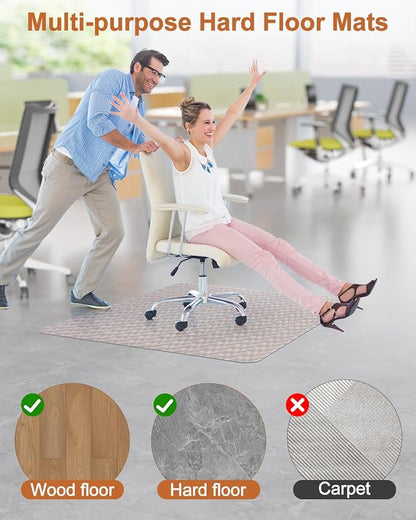 Blvornl Large Office Chair Mat for Hardwood Floor, Rolling Chair Chair Mat for Hard Wood, Large Anti-Slip Hard Floor Protector, Heavy Duty Computer Desk Rug for Office and Home 53"*45"