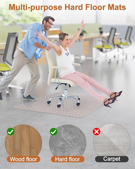 Blvornl Large Office Chair Mat for Hardwood Floor, Rolling Chair Chair Mat for Hard Wood, Large Anti-Slip Hard Floor Protector, Heavy Duty Computer Desk Rug for Office and Home 53"*45"