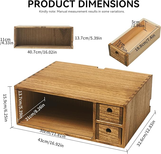 KIRIGEN Printer Stand with Storage Drawer and Cable Management for Desk Document Paper Organizer for Home Office DYJG-DBR