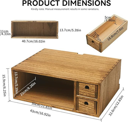 KIRIGEN Printer Stand with Storage Drawer and Cable Management for Desk Document Paper Organizer for Home Office DYJG-DBR
