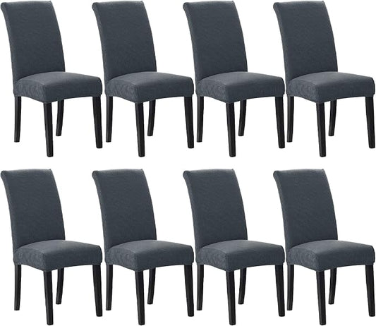 Stretch Chair Covers for Dining Room Set of 8, Removable Washable Dining Room Chair Covers, Dining Chair Slipcovers Seat Protector, Great Decor for Home and Banquet (Gray, 8 Pack)